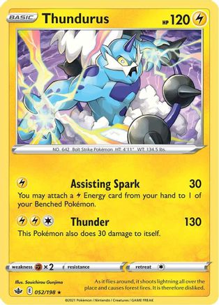 Image of Thundurus 052/198  - Holofoil SWSH06 Chilling Reign - Holo Rare