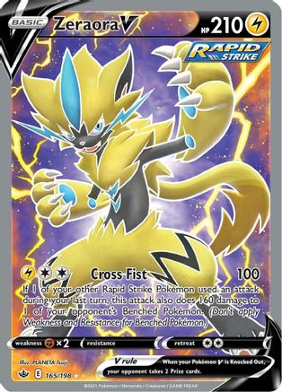 Image of Zeraora V (Full Art) 165/198  - Holofoil SWSH06 Chilling Reign - Ultra Rare