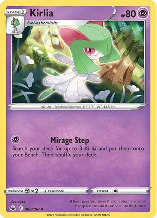 Image of Kirlia 060/198  - Reverse Holofoil SWSH06 Chilling Reign - Uncommon