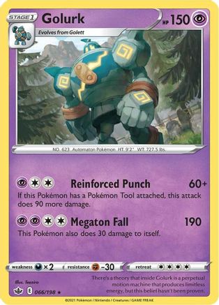 Image of Golurk 066/198  - Reverse Holofoil SWSH06 Chilling Reign - Rare