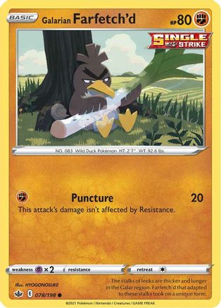 Image of Galarian Farfetch'd 078/198  SWSH06 Chilling Reign - Common