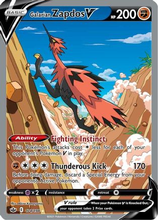 Image of Galarian Zapdos V (Alternate Full Art) 174/198  - Holofoil SWSH06 Chilling Reign - Ultra Rare