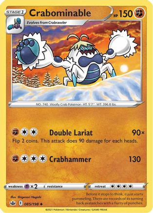 Image of Crabominable 085/198  - Reverse Holofoil SWSH06 Chilling Reign - Uncommon