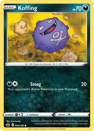 Image of Koffing 094/198  - Reverse Holofoil SWSH06 Chilling Reign - Common