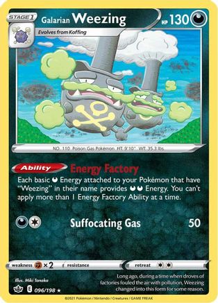 Image of Galarian Weezing 096/198  - Reverse Holofoil SWSH06 Chilling Reign - Rare