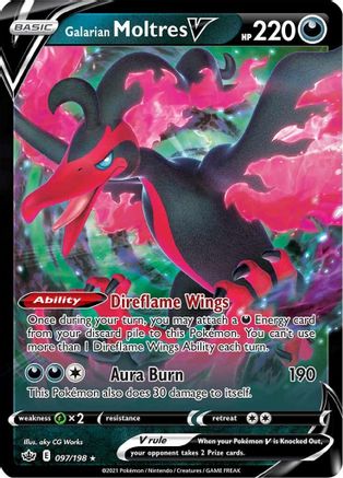 Image of Galarian Moltres V 097/198  - Holofoil SWSH06 Chilling Reign - Ultra Rare