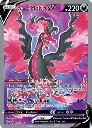 Image of Galarian Moltres V (Full Art) 176/198  - Holofoil SWSH06 Chilling Reign - Ultra Rare