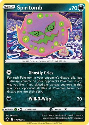 Image of Spiritomb 103/198  - Reverse Holofoil SWSH06 Chilling Reign - Rare