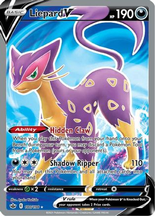 Image of Liepard V (Full Art) 180/198  - Holofoil SWSH06 Chilling Reign - Ultra Rare