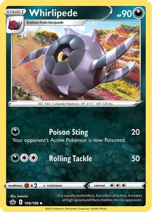 Image of Whirlipede 106/198  SWSH06 Chilling Reign - Uncommon