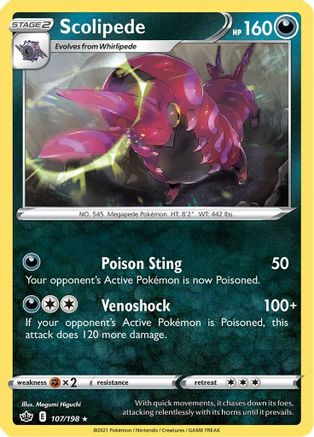 Image of Scolipede 107/198  SWSH06 Chilling Reign - Rare