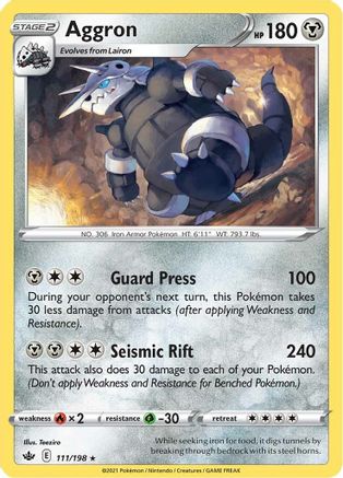 Image of Aggron 111/198  - Reverse Holofoil SWSH06 Chilling Reign - Rare