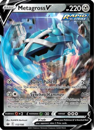 Image of Metagross V 112/198  - Holofoil SWSH06 Chilling Reign - Ultra Rare