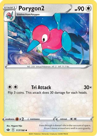 Image of Porygon2 117/198  - Reverse Holofoil SWSH06 Chilling Reign - Uncommon