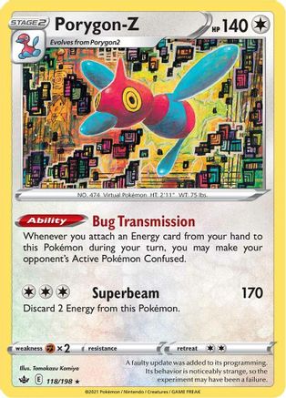 Image of Porygon-Z 118/198  - Reverse Holofoil SWSH06 Chilling Reign - Holo Rare