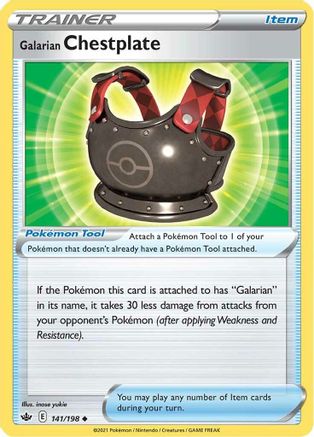 Image of Galarian Chestplate 141/198  - Reverse Holofoil SWSH06 Chilling Reign - Uncommon