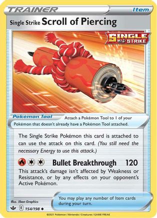 Image of Single Strike Scroll of Piercing 154/198  - Reverse Holofoil SWSH06 Chilling Reign - Uncommon