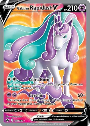 Image of Galarian Rapidash V (Full Art) 167/198  - Holofoil SWSH06 Chilling Reign - Ultra Rare