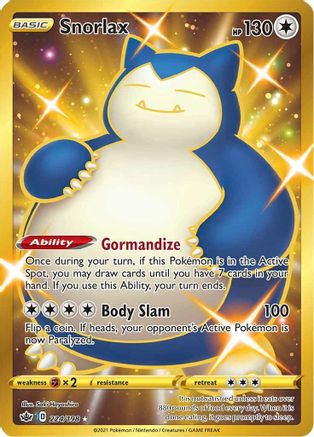 Image of Snorlax (Secret) 224/198  - Holofoil SWSH06 Chilling Reign - Secret Rare