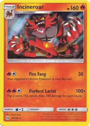 Image of Incineroar 026/149  - Holofoil Miscellaneous Cards & Products - Holo Rare