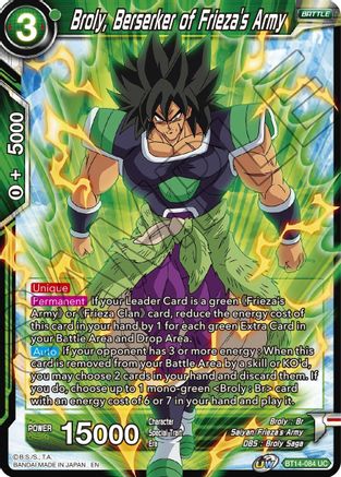 Image of Broly, Berserker of Frieza's Army (BT14-084) - Cross Spirits Foil