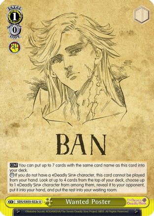 Image of Wanted Poster (C) (SDS/SX03-022c U) - The Seven Deadly Sins