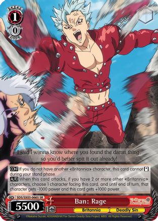 Image of Ban: Rage (SR) (SDS/SX03-066S SR) - The Seven Deadly Sins