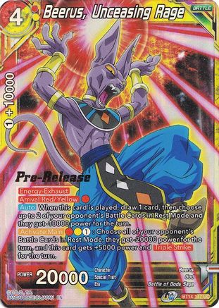 Image of Beerus, Unceasing Rage (BT14-147) - Cross Spirits PreRelease Cards