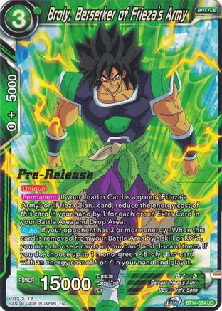 Image of Broly, Berserker of Frieza's Army (BT14-084) - Cross Spirits PreRelease Cards