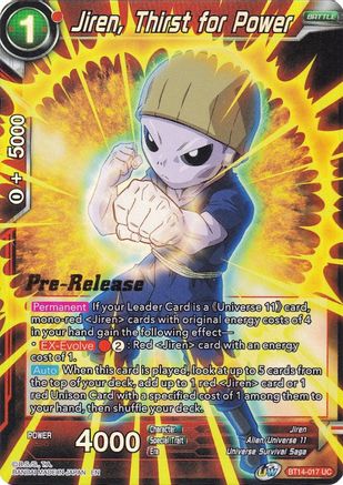 Image of Jiren, Thirst for Power (BT14-017) - Cross Spirits PreRelease Cards
