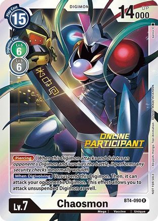 Image of Chaosmon - BT4-090 (2021 Championship Online Regional) [Online Participant] (BT4-090) - Great Legend Foil