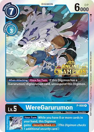 Image of WereGarurumon - P-008 (2021 Championship Online Regional) [Online Champion] (P-008) - Digimon Promotion Cards Foil