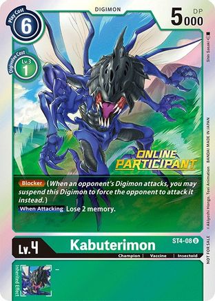 Image of Kabuterimon - ST4-08 (2021 Championship Online Regional) [Online Participant] (ST4-08) - Starter Deck 04: Giga Green Foil