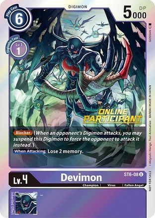 Image of Devimon - ST6-08 (2021 Championship Online Regional) [Online Participant] (ST6-08) - Starter Deck 06: Venomous Violet Foil