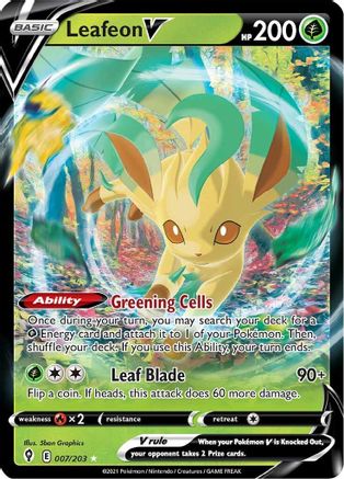 Image of Leafeon V 007/203  - Holofoil SWSH07 Evolving Skies - Ultra Rare