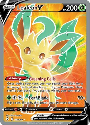 Image of Leafeon V (Full Art) 166/203  - Holofoil SWSH07 Evolving Skies - Ultra Rare