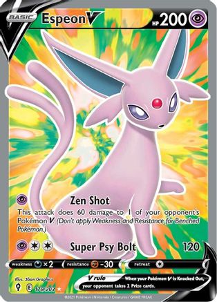 Image of Espeon V (Full Art) 179/203  - Holofoil SWSH07 Evolving Skies - Ultra Rare