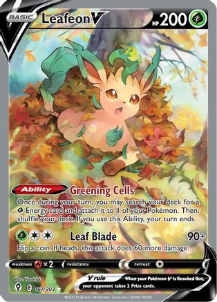 Image of Leafeon V (Alternate Full Art) 167/203  - Holofoil SWSH07 Evolving Skies - Ultra Rare