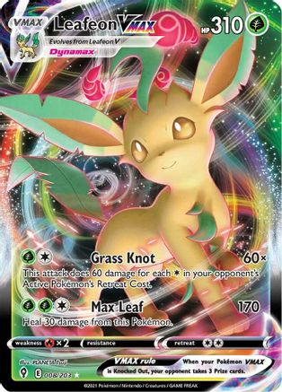 Image of Leafeon VMAX 008/203  - Holofoil SWSH07 Evolving Skies - Ultra Rare