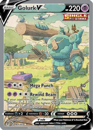 Image of Golurk V (Alternate Full Art) 182/203  - Holofoil SWSH07 Evolving Skies - Ultra Rare