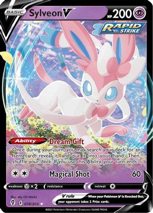 Image of Sylveon V 074/203  - Holofoil SWSH07 Evolving Skies - Ultra Rare