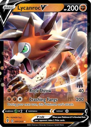 Image of Lycanroc V 091/203  - Holofoil SWSH07 Evolving Skies - Ultra Rare