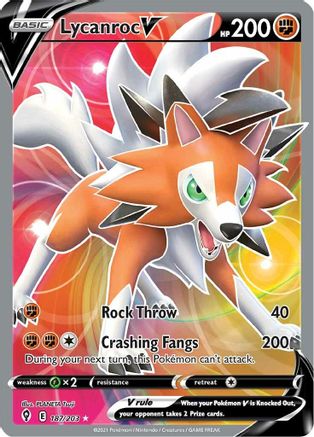Image of Lycanroc V (Full Art) 187/203  - Holofoil SWSH07 Evolving Skies - Ultra Rare