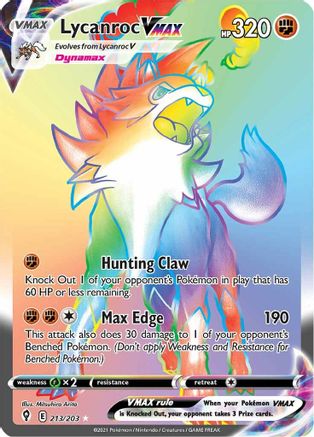 Image of Lycanroc VMAX (Secret) 213/203  - Holofoil SWSH07 Evolving Skies - Secret Rare