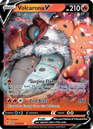 Image of Volcarona V 021/203  - Holofoil SWSH07 Evolving Skies - Ultra Rare
