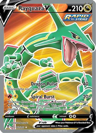 Image of Rayquaza V (Full Art) 193/203  - Holofoil SWSH07 Evolving Skies - Ultra Rare