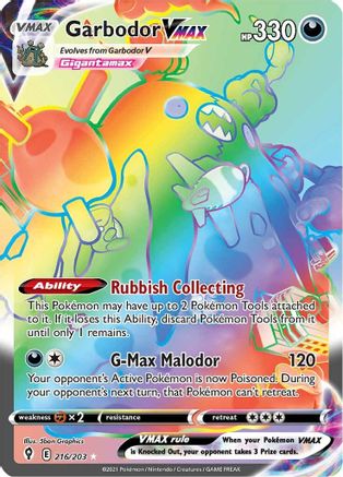 Image of Garbodor VMAX (Secret) 216/203  - Holofoil SWSH07 Evolving Skies - Secret Rare