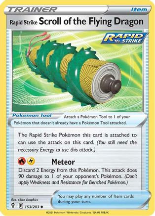 Image of Rapid Strike Scroll of the Flying Dragon 153/203  SWSH07 Evolving Skies - Uncommon
