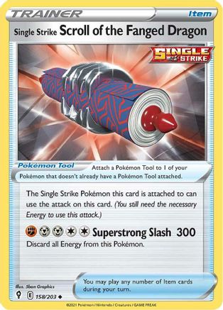 Image of Single Strike Scroll of the Fanged Dragon 158/203  - Reverse Holofoil SWSH07 Evolving Skies - Uncommon