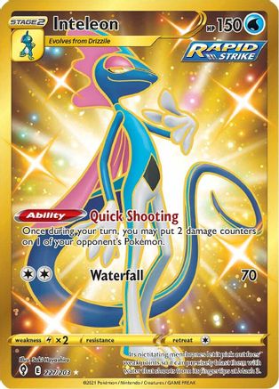 Image of Inteleon (Secret) 227/203  - Holofoil SWSH07 Evolving Skies - Secret Rare